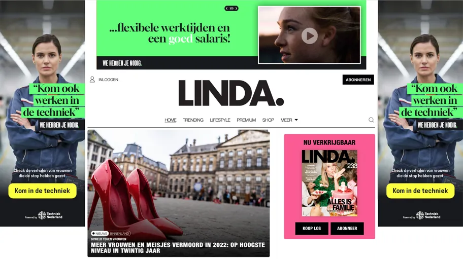 Screenshot campagne 'techniekbranche heeft meer vrouwen nodig'